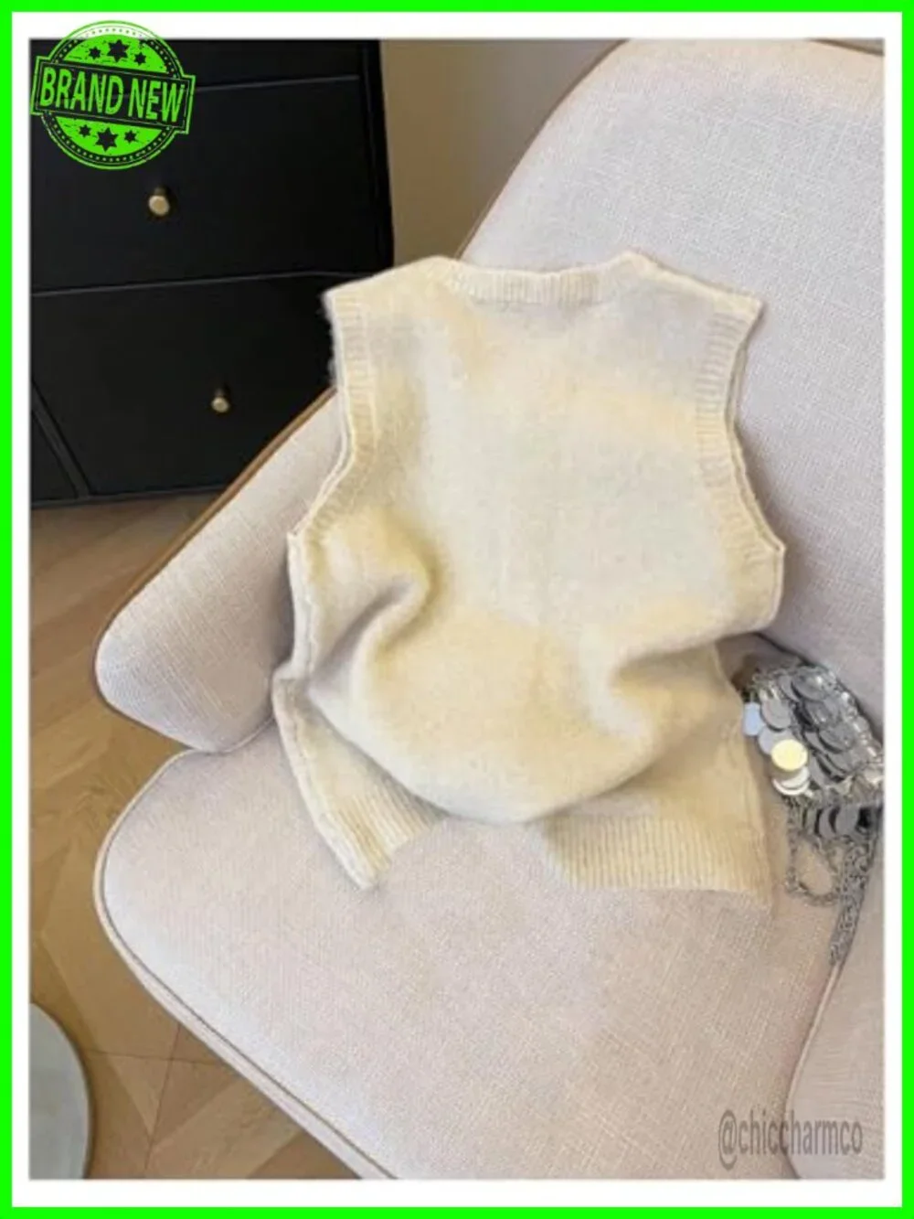 Lightweight Sleeveless Button Front Knit Cardigan Vest with Cartoon Pattern
